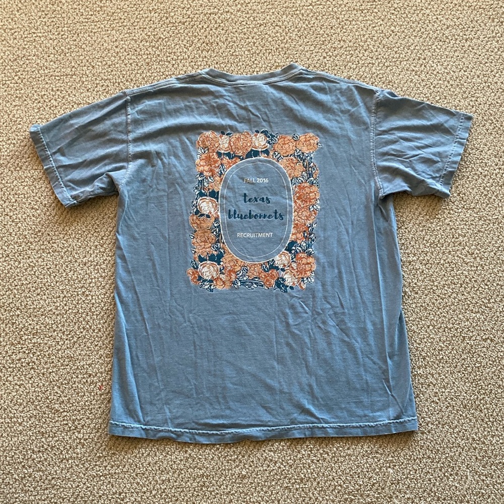 Comfort Colors Texas Bluebonnets Recruitment Flower T-Shirt Blue Size Medium